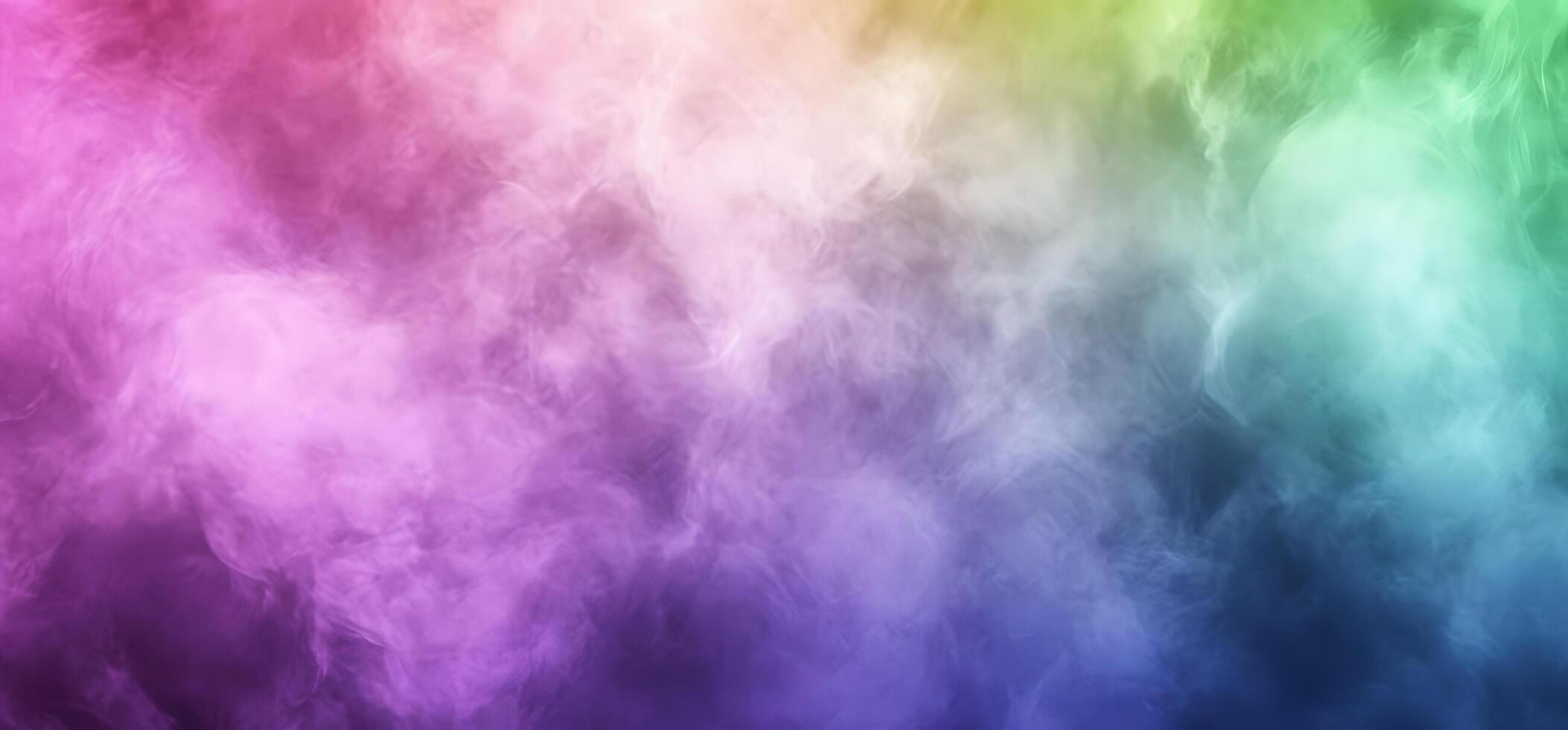Wispy smoke elegantly blending hues of pink, purple, white, green, and blue is creating atmospheric gradients photo