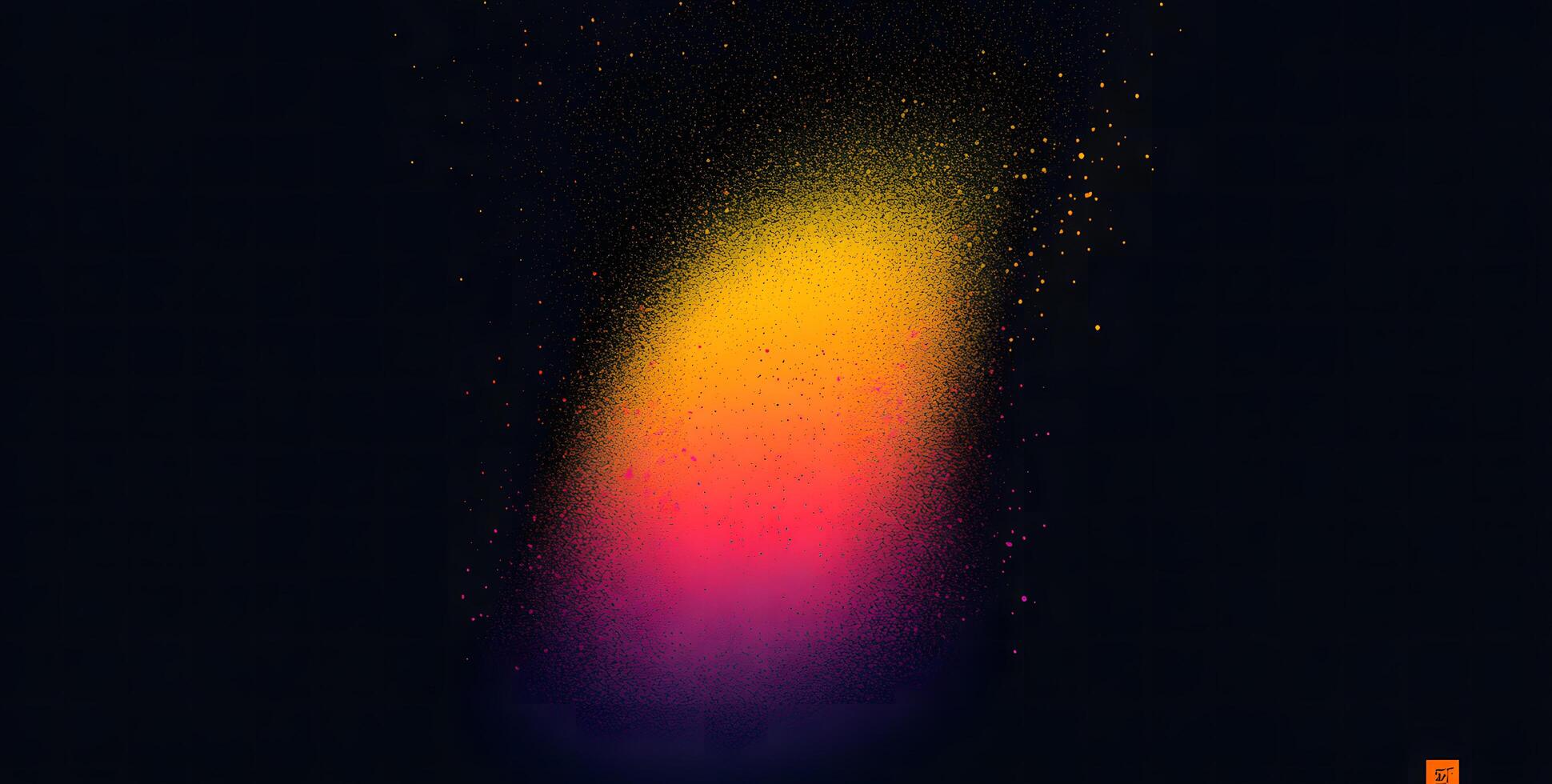 Yellow spray paint fades through orange and pink over a dark background creating vivid gradient photo