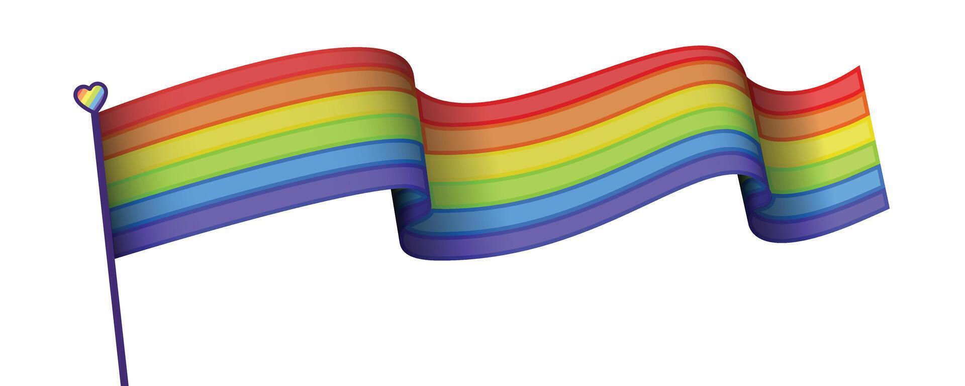 Waving Rainbow Pride Flag, Symbol of Rights and Love, Celebration vector
