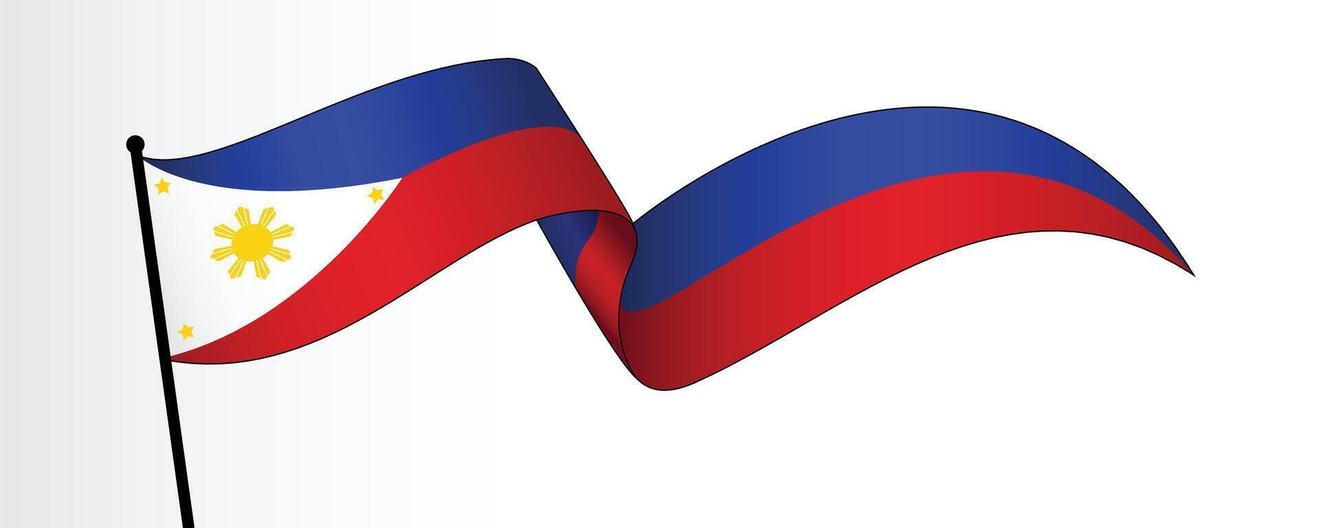 Waving Philippine Flag Illustration, Symbol of Pride and Freedom in Motion, Perfect for Independence Day Celebrations vector