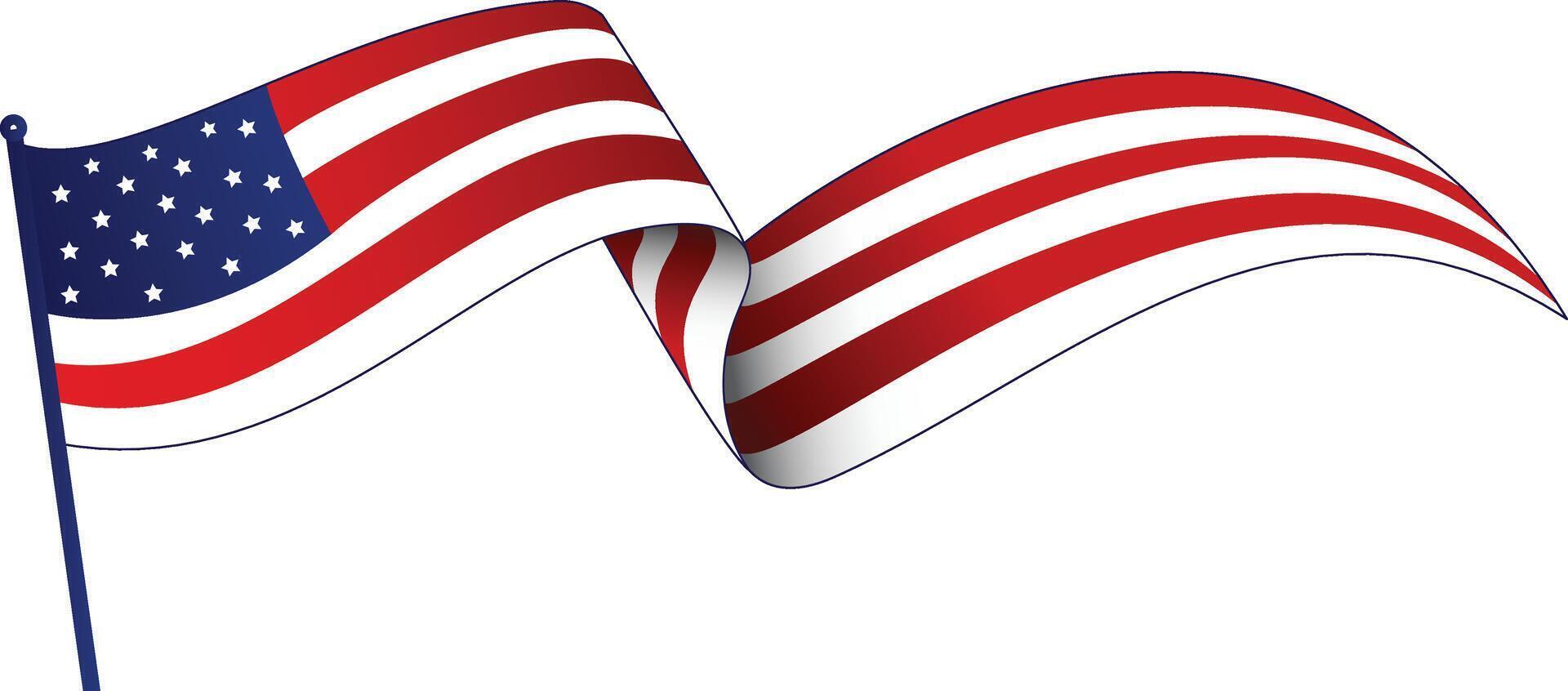 Waving USA Flag Illustration, Bold Patriotic Symbol for 4th of July, Perfect for Independence Day Designs vector