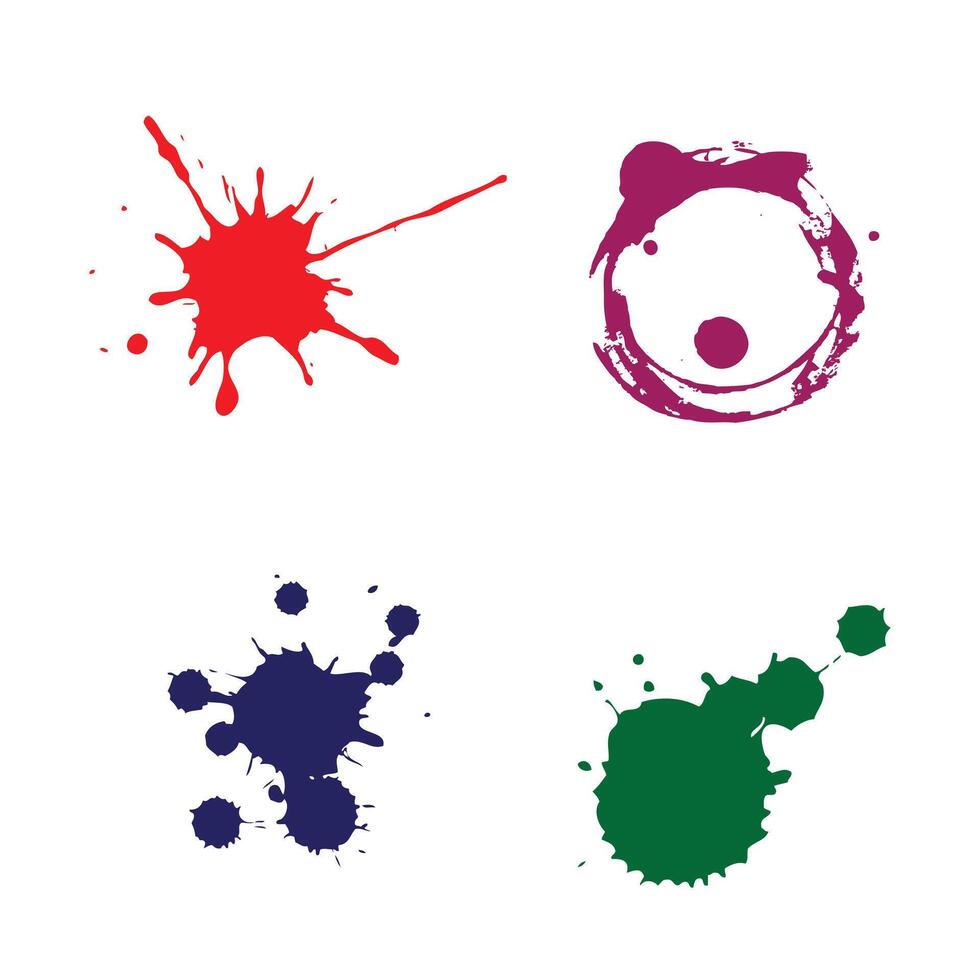Collection of colorful ink splatter and blot designs vector