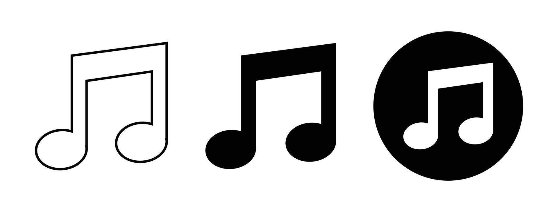 Music note icons outline filled and circular variations vector