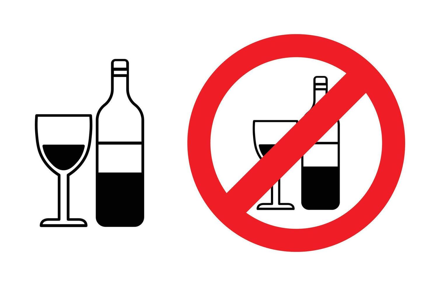 No Wine Sign Alcohol Prohibited Illustration vector