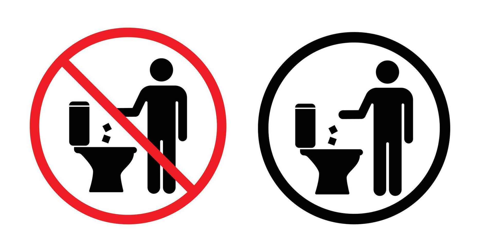 No Throwing Trash in Toilet. Proper Waste Disposal Icons vector