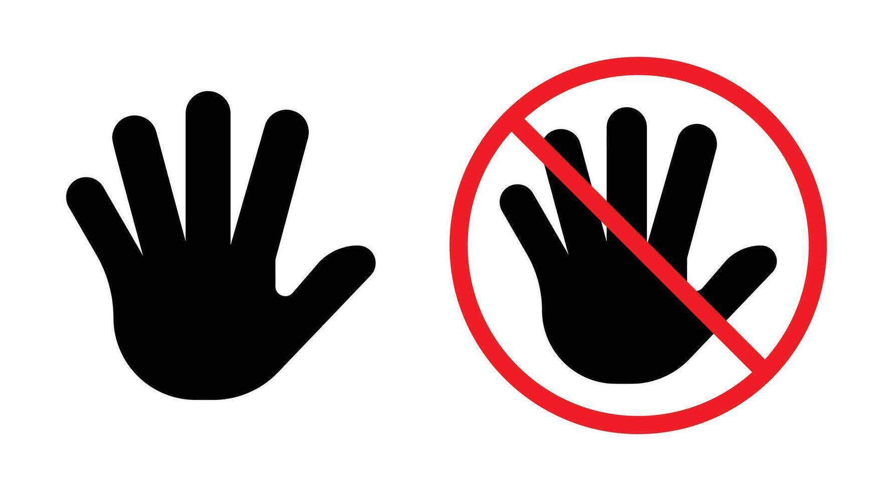 Black hand and a do not enter sign isolated on a white background vector