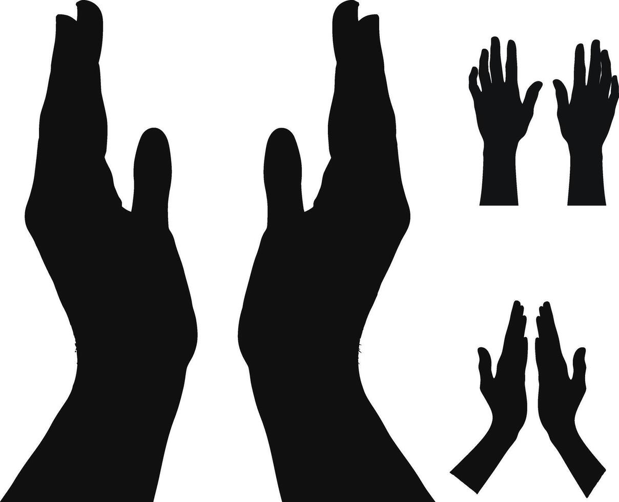Hands Silhouettes Bold Black Outlines Against White Background Gesturing Faith Prayer Devotion Unity vector