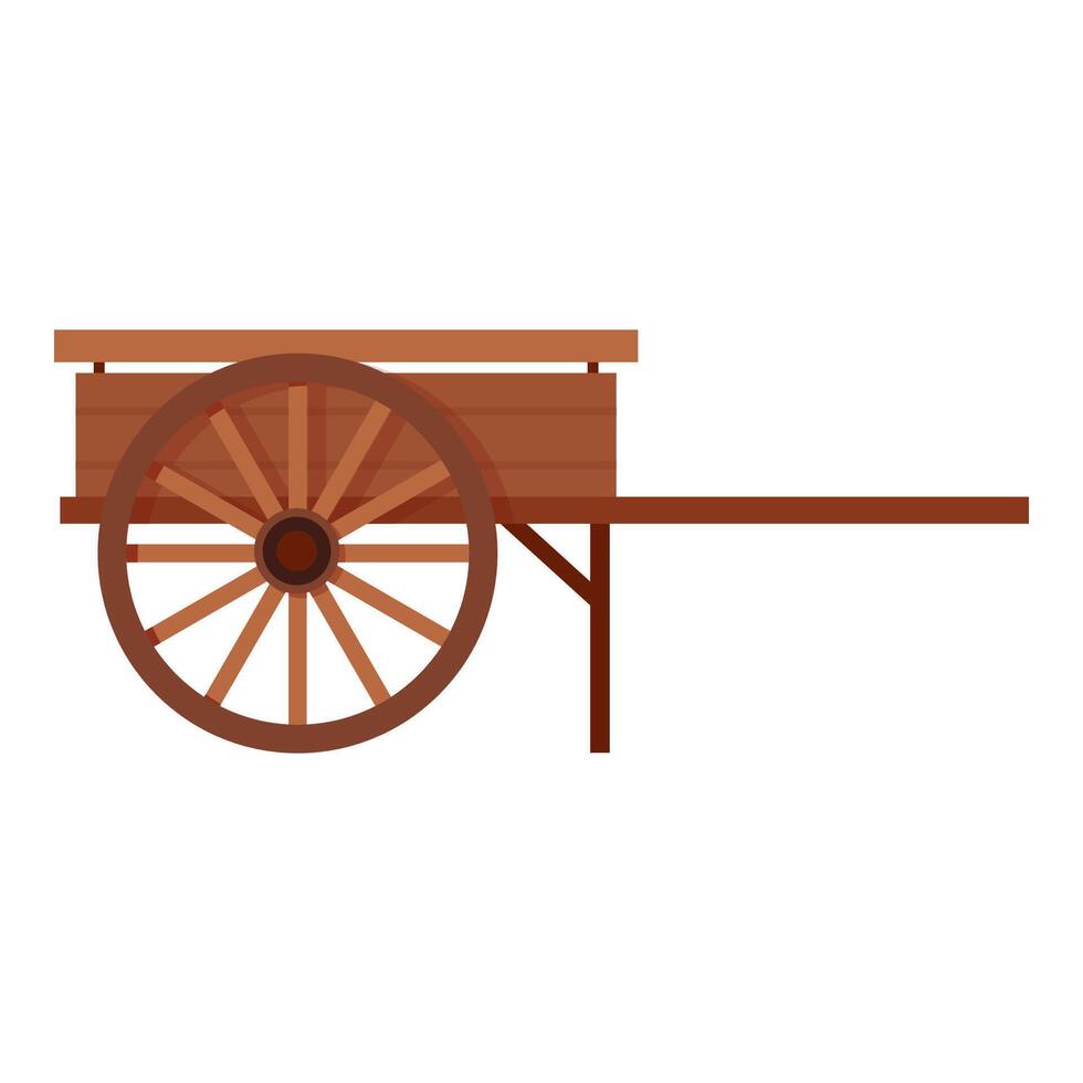Empty wooden old pioneer hand cart vector