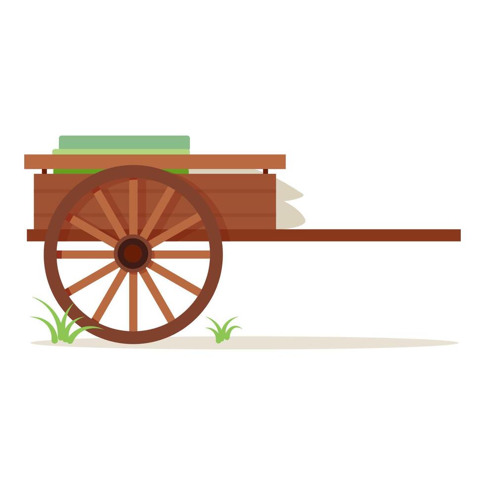 An old hand cart loaded with pioneer belongings vector