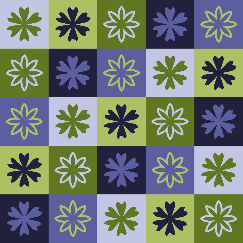 plant seamless checkered pattern green blue vector