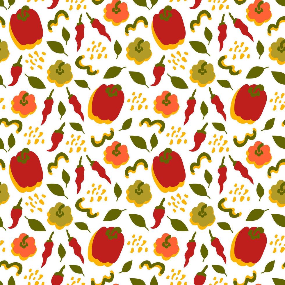 pepper pattern seamless red green yellow vegetable food vector