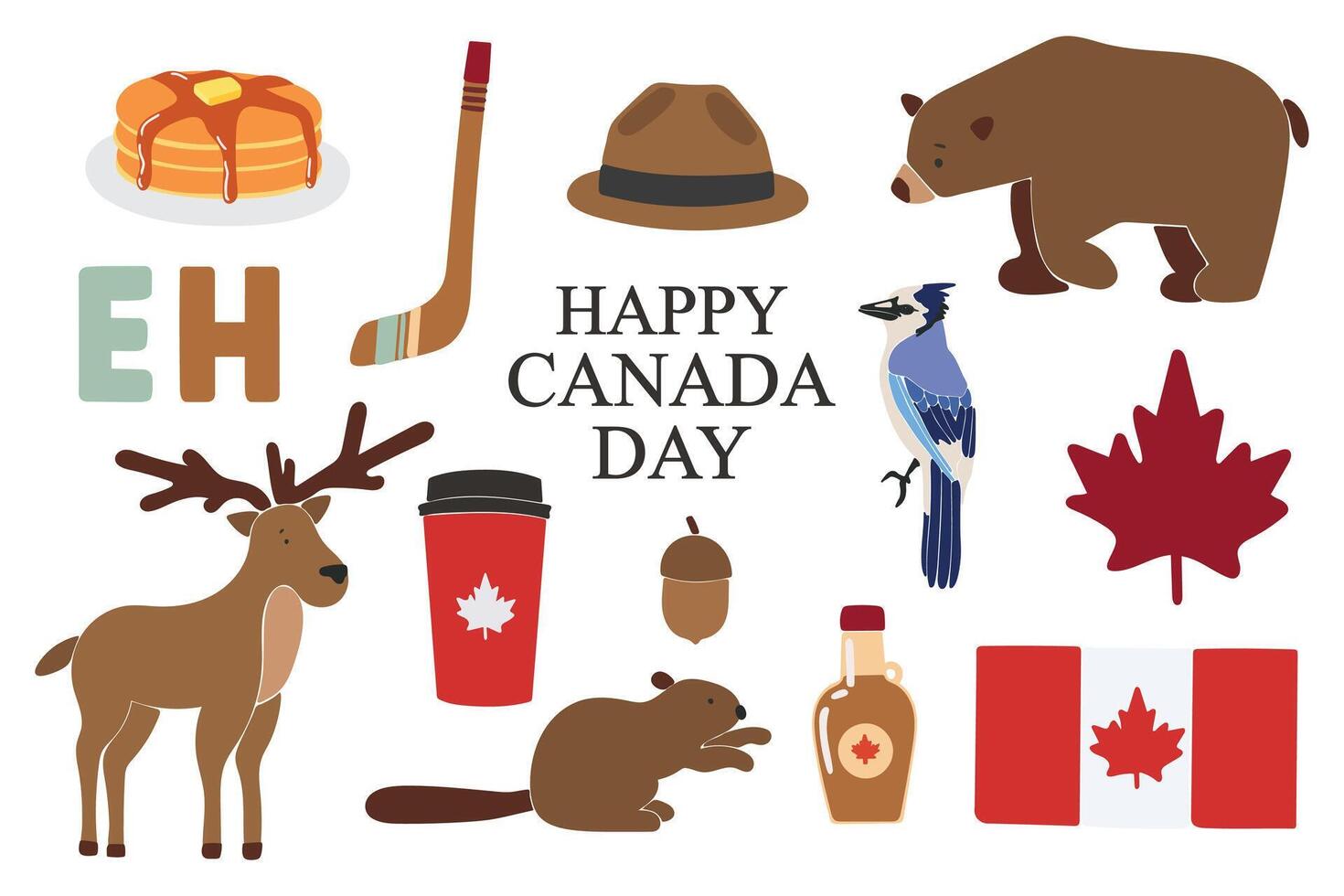 Canada day elements collection. clipart. Design for posters, banner, greeting cards, stickers vector