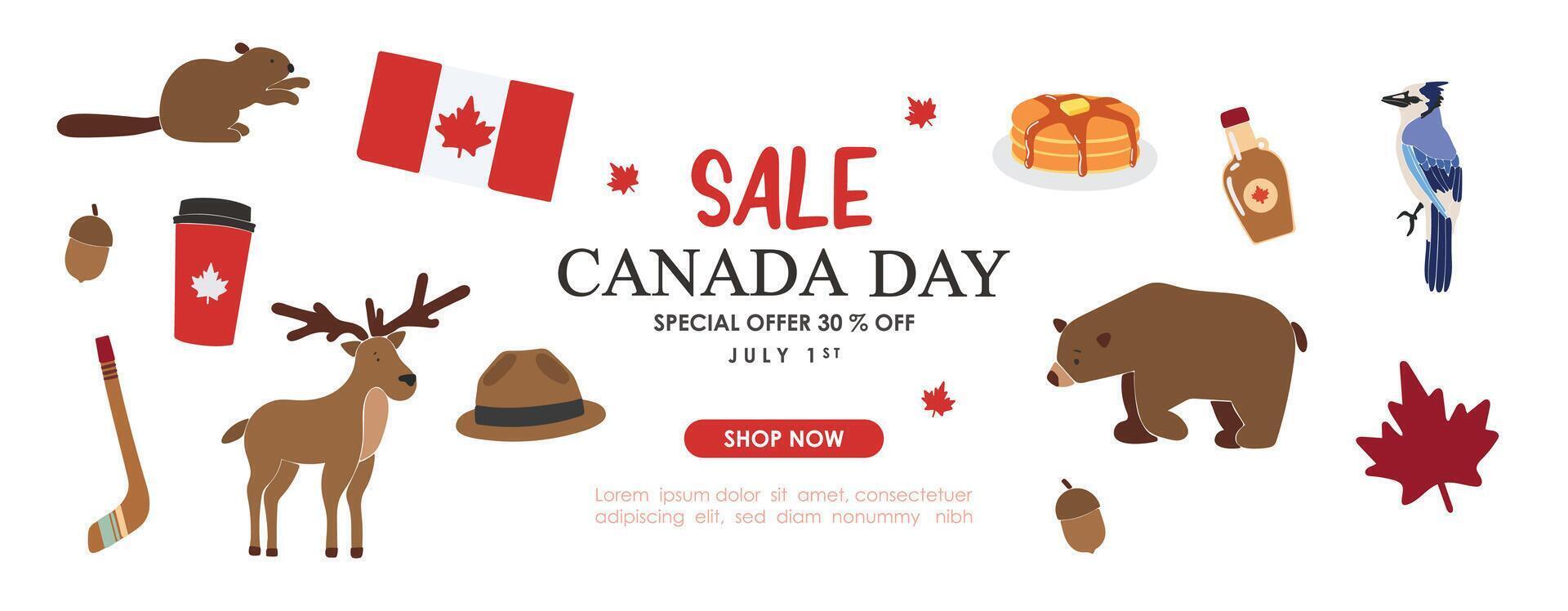 Canada day elements banner. Design for posters, banner, greeting cards, stickers vector