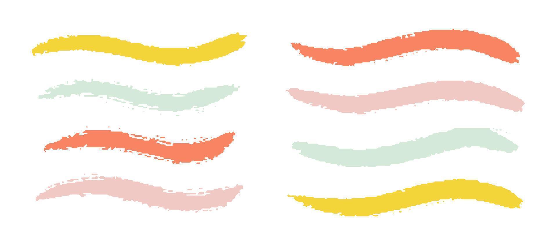Swift crossed and wavy underlines. Color lines by pen, pencil, marker. Pastel curves. strokes isolated on white background. vector