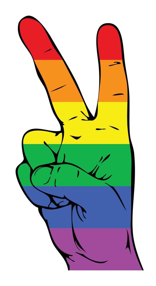 LGBT flag in the form of a peace sign vector