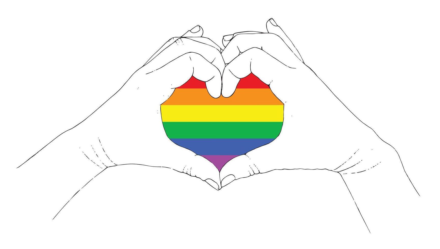 LGBT flag in the shape of a heart form vector