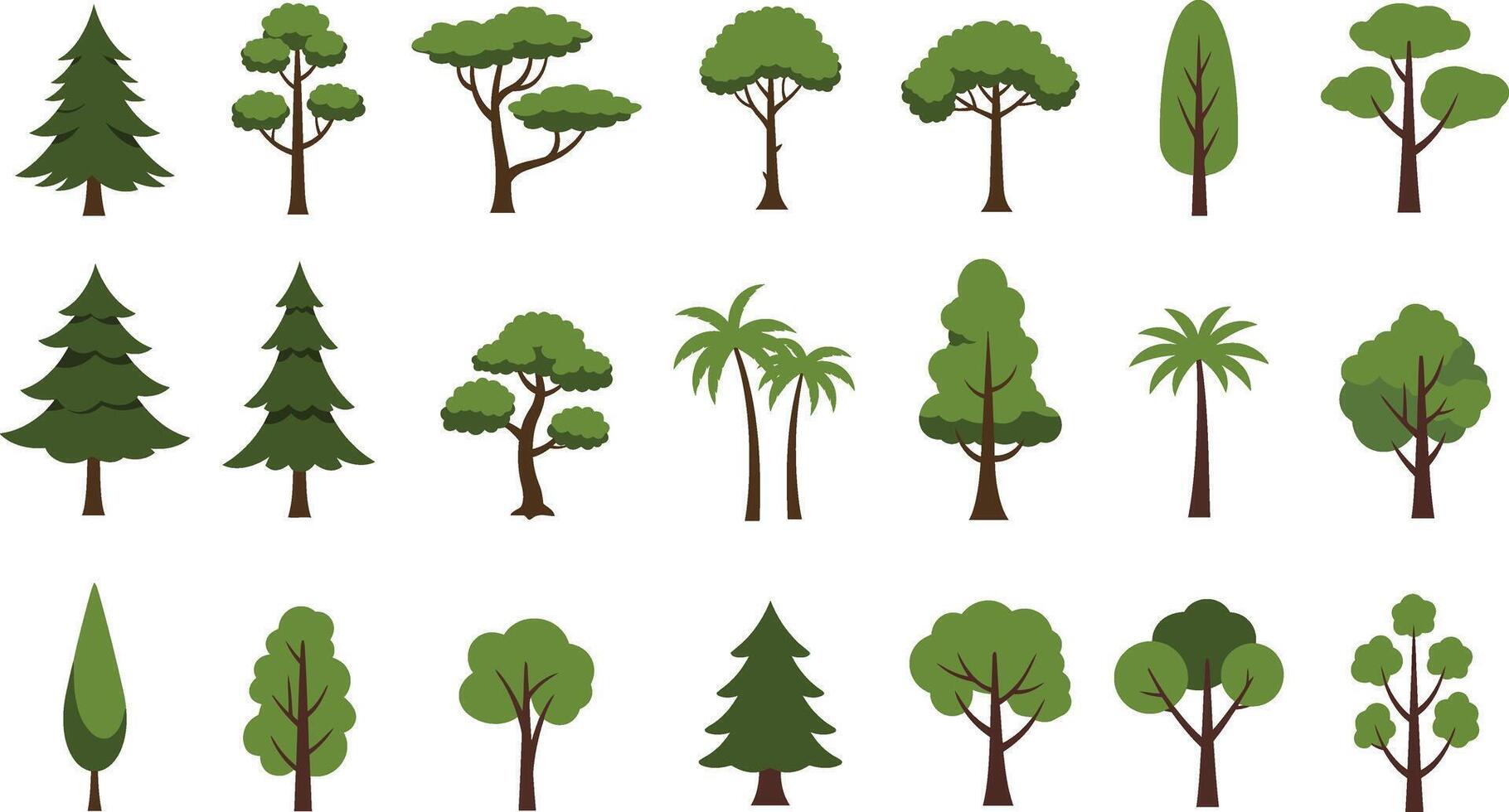 A collection of tree illustrations Print vector