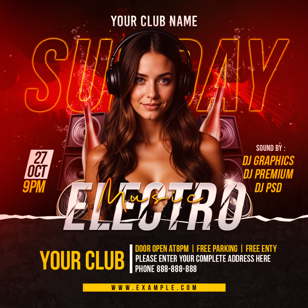 Sunday Electro Music Night Event psd
