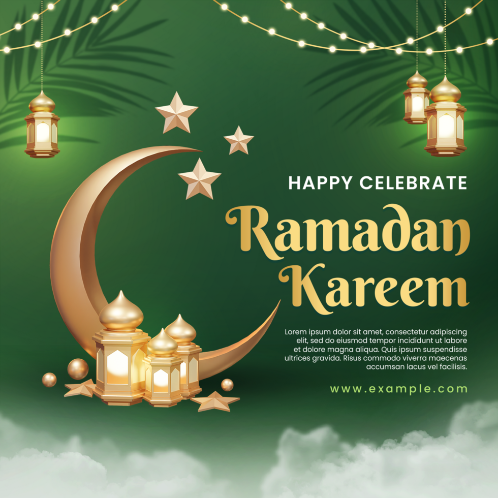 Green Professional Happy Celebrate Ramadan Kareem Social Media Post psd