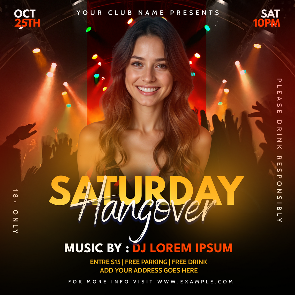 Red Orange Saturday Hangover Social Media Post psd