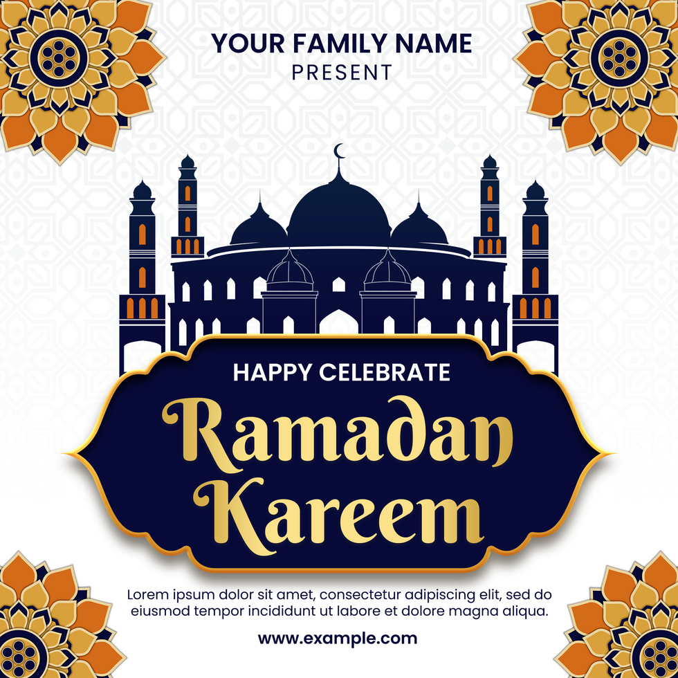 White Dark Blue Luxury Ramadan Kareem Flyer psd
