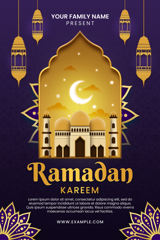 Purple Gold Luxury Ramadan Kareem Flyer psd