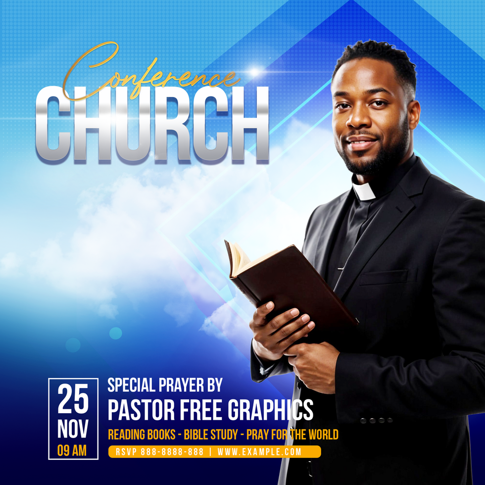 Blue Church Conference Worship Social Media Post psd
