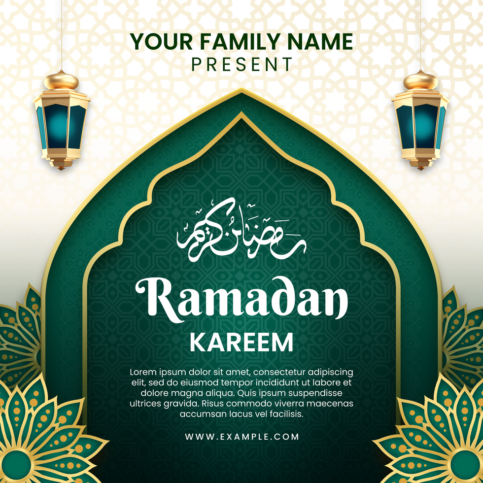 White Green Ramadan Kareem Social Media Post psd