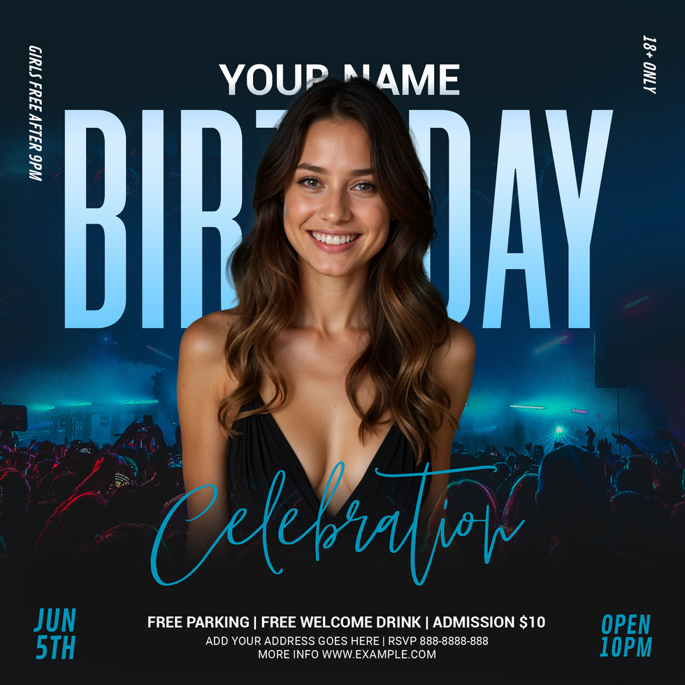 Luxury Blue Birthday Celebration psd