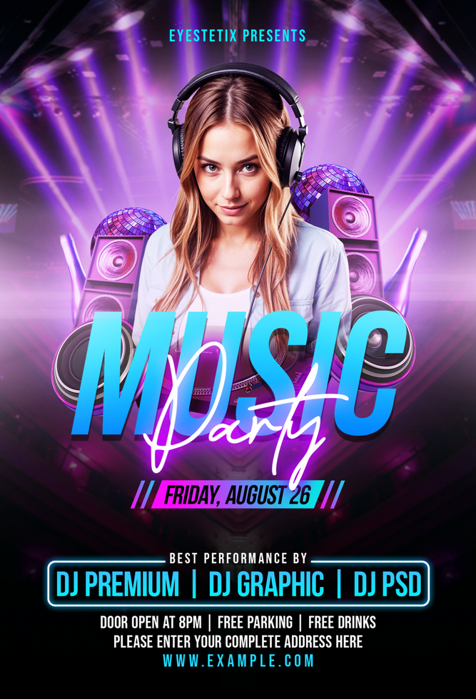 Professional Purple Black Music Party Event psd
