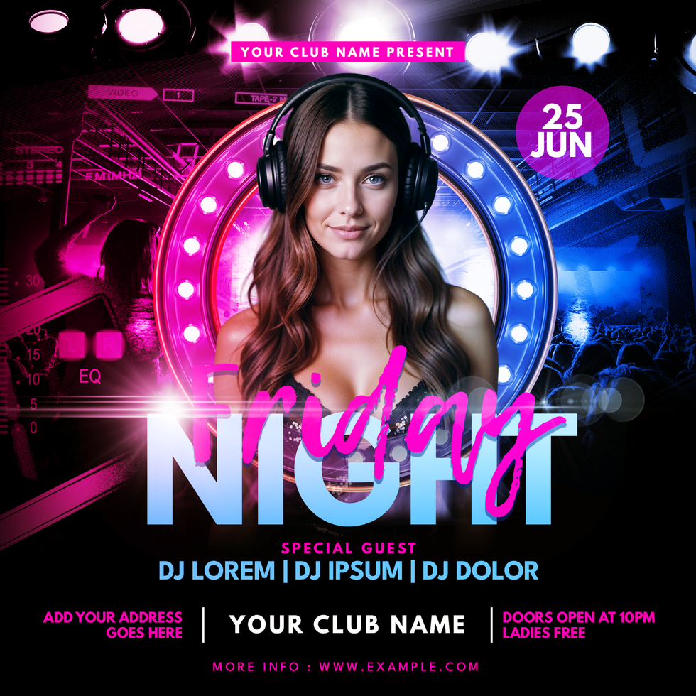 Dark pink blue Friday Night Social Media Post psd