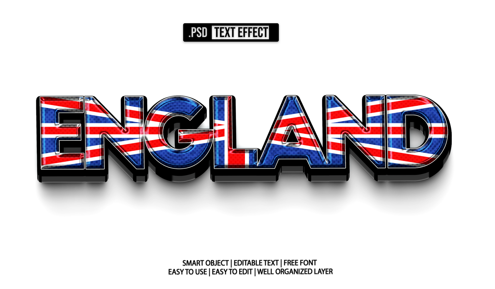England Flag Editable Text Effect Template psd