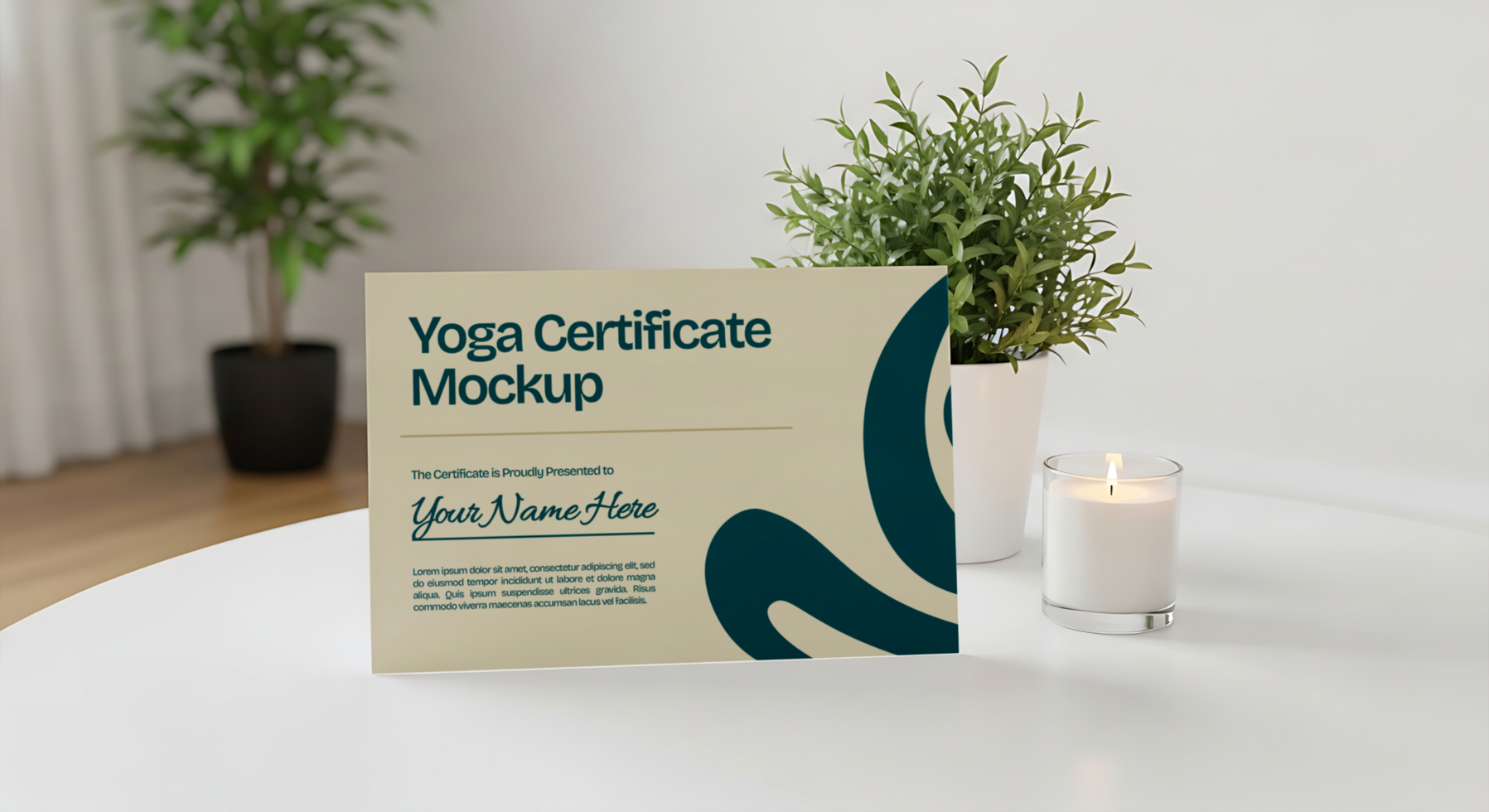 Elegant Yoga Certificate Mockup with Minimalist Design psd