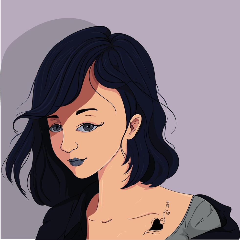 fantasy teenage tattooed girl background image vector