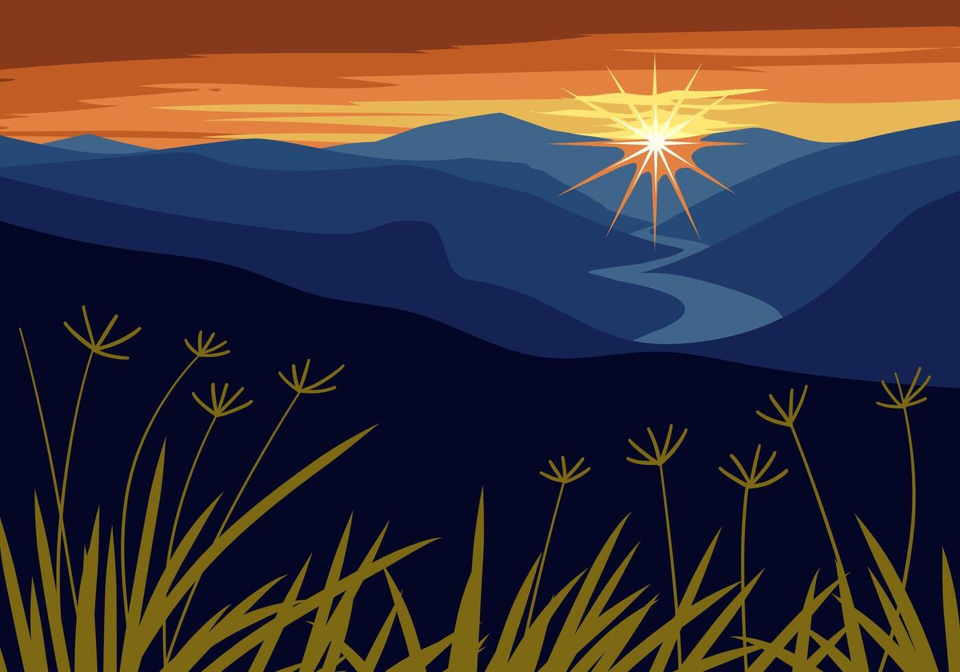 Sunrise Illuminating a Serene Valle vector