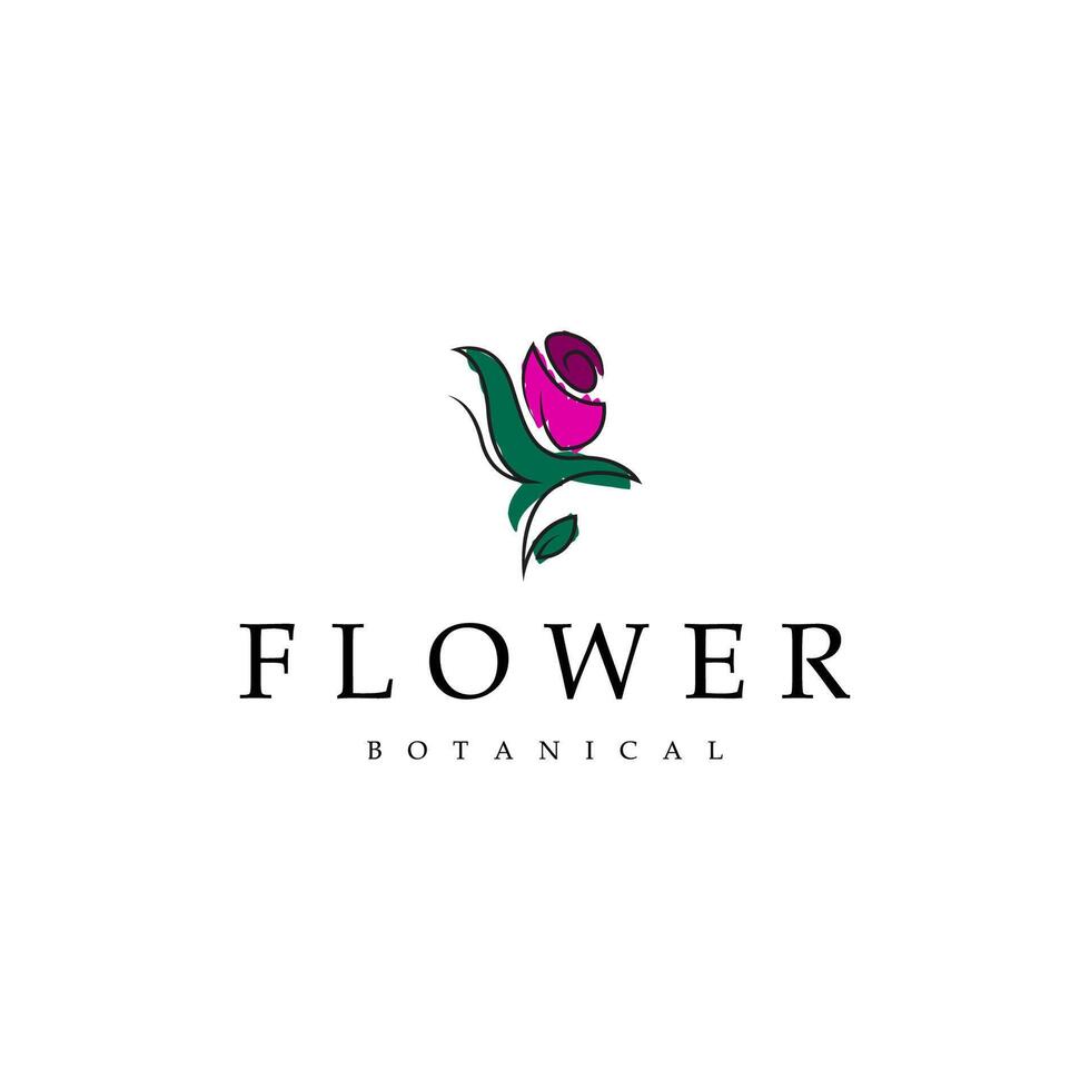 Minimalist Botanical Leaf Purp Flower Logo Vectorle vector