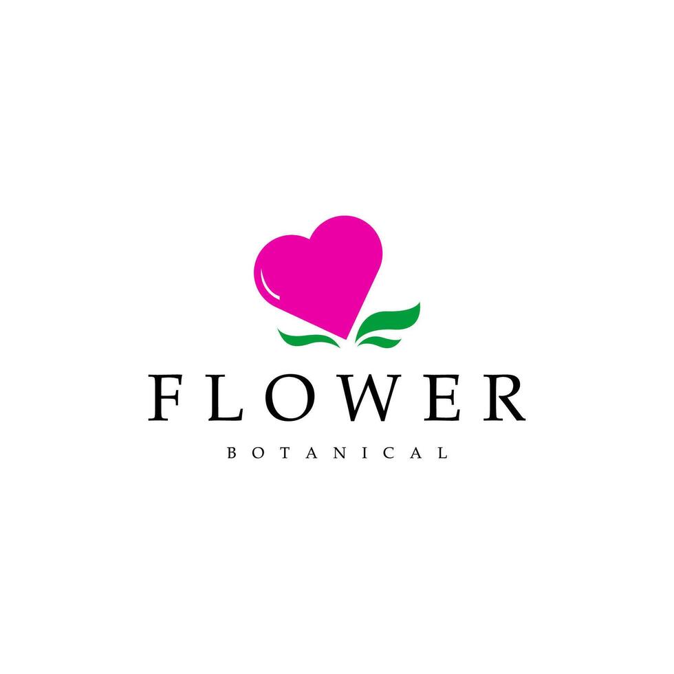 Minimalist Botanical Love Flower Logo vector