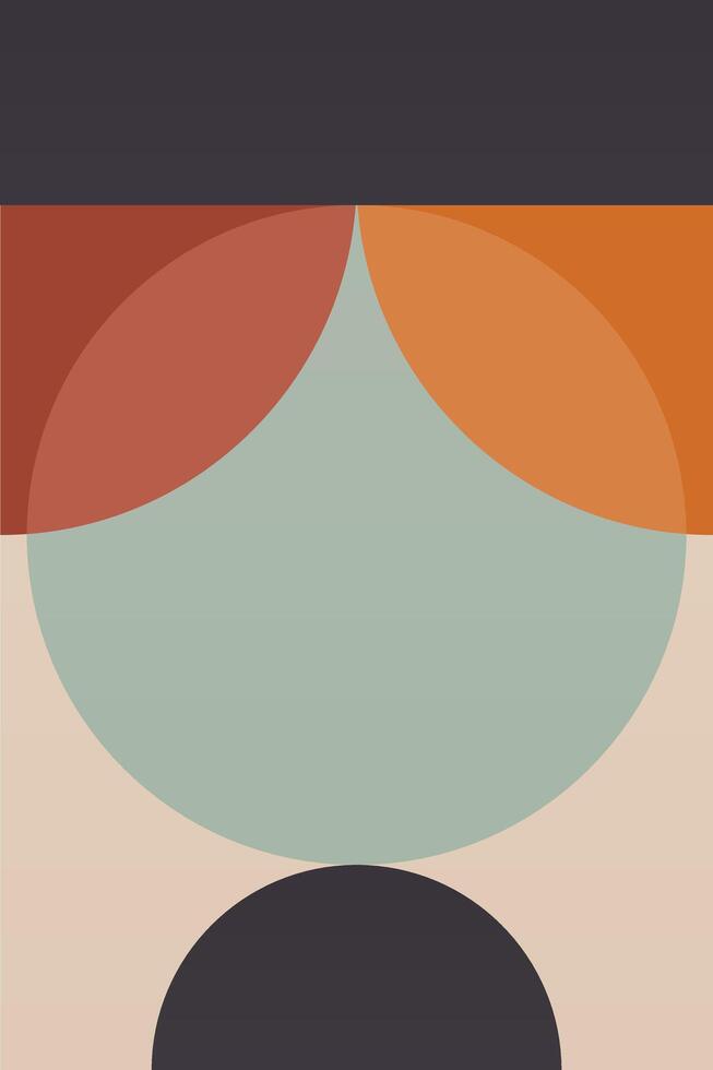 Abstract Flat Geometric Shape Mid Century Illustration vector