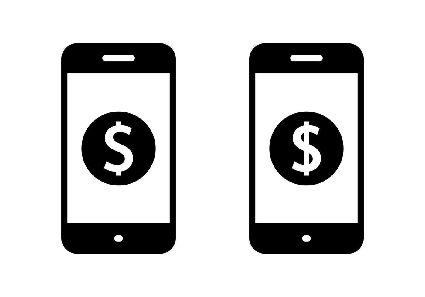 Dollar, USD currency on phone icon. Money balance on smartphone screen sign symbol vector