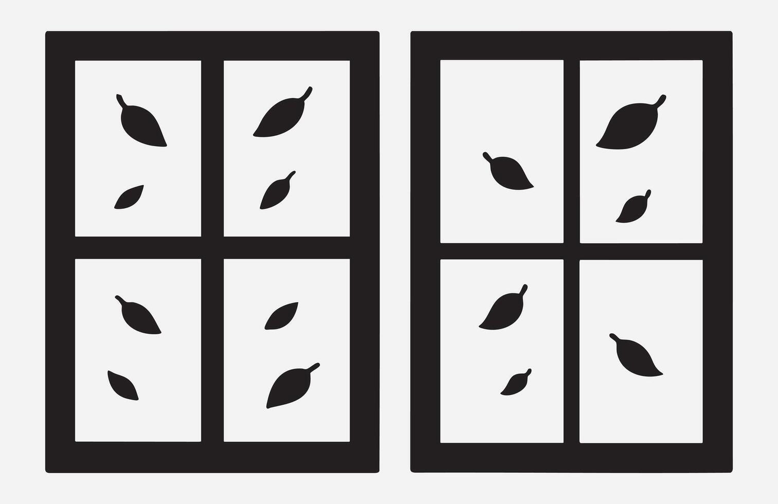 Autumn leaves in window silhouette vector
