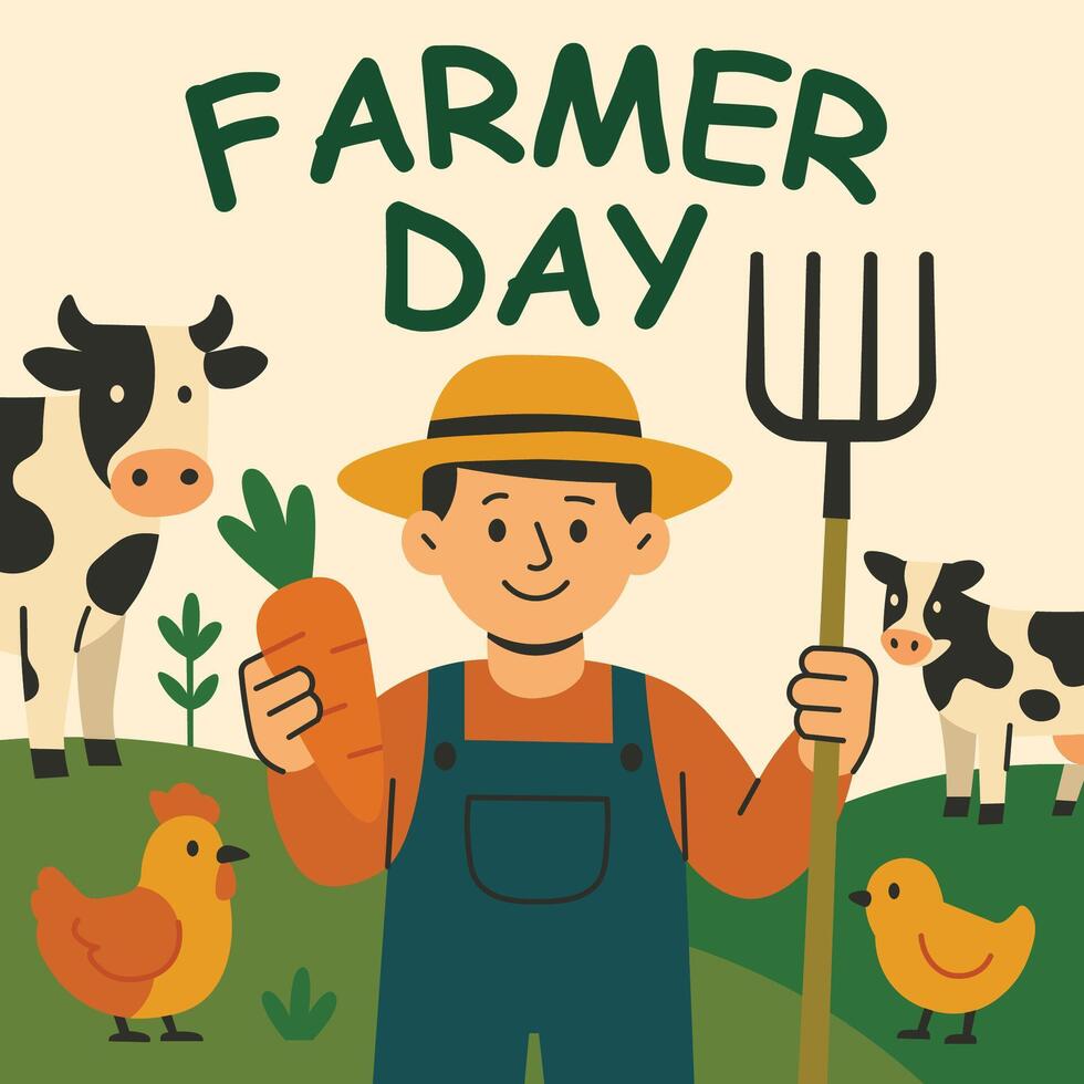 Farmer day illustration vector