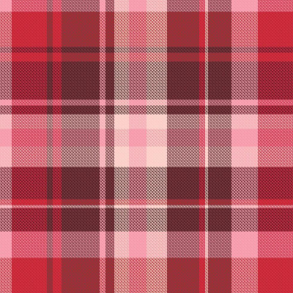 A red and pink plaid fabric background vector