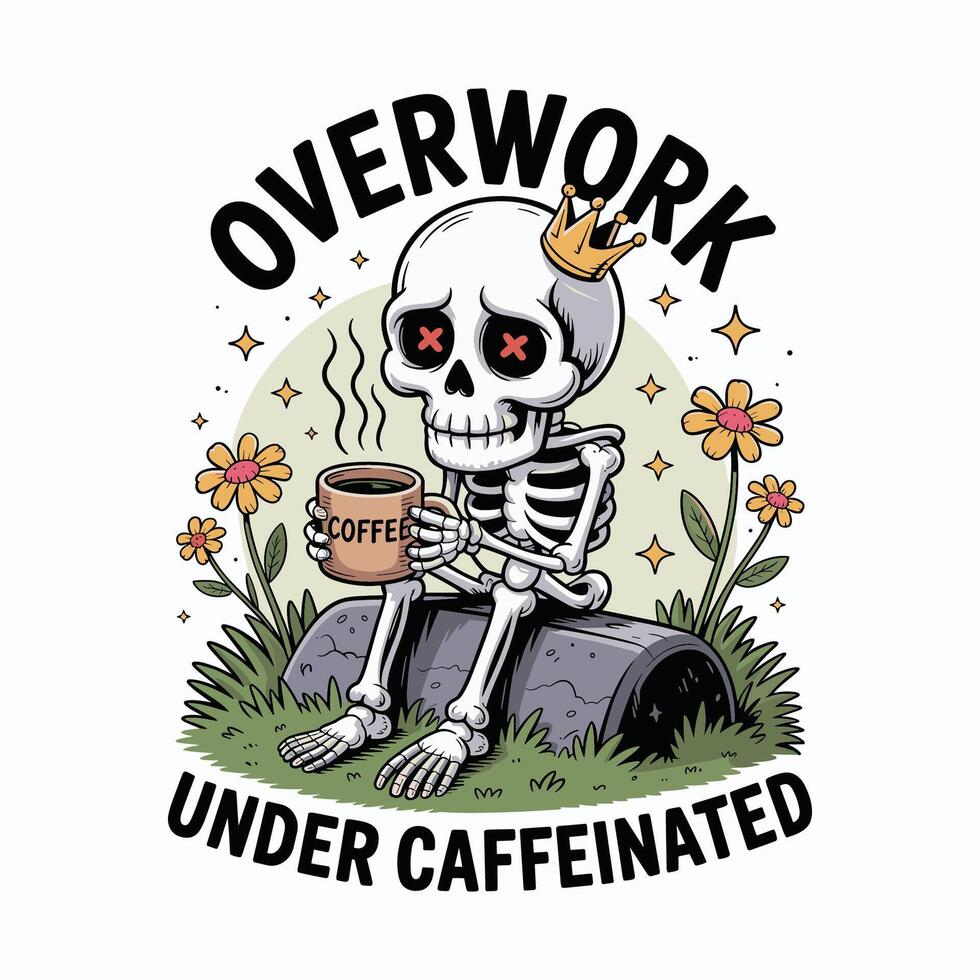 Skeleton Graveyard Humor Illustration vector
