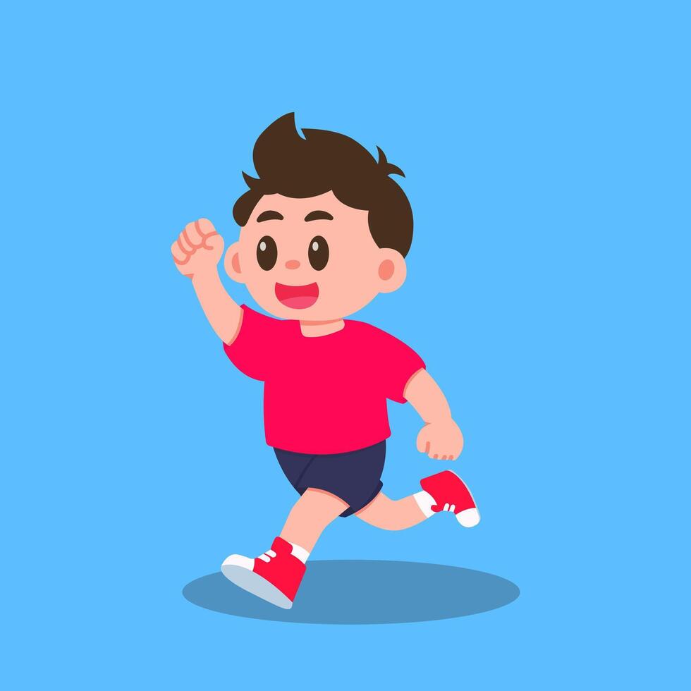 Cute Cartoon Boy Running character design vector