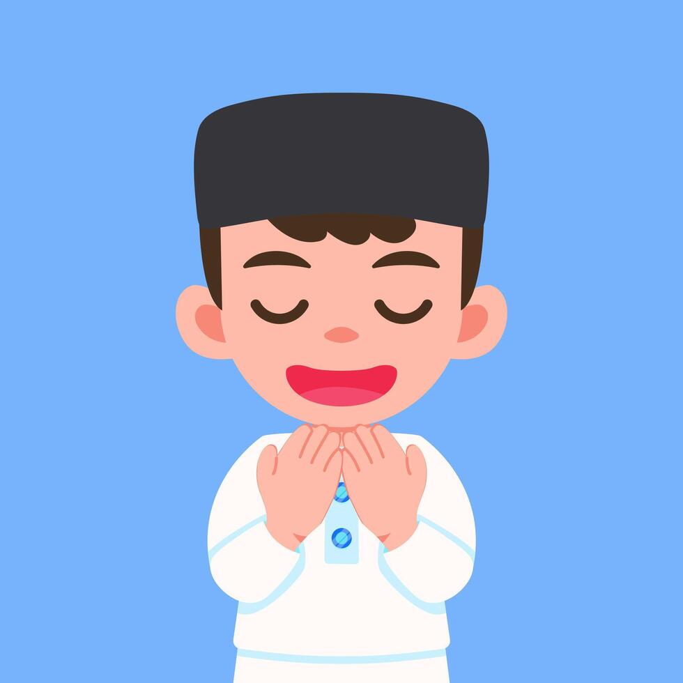 Cute Muslim Boy Praying Character design vector
