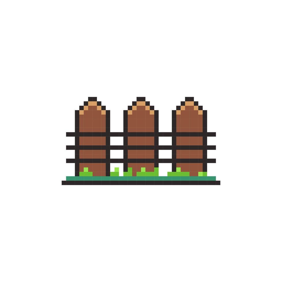 Pixel art Wooden Fence game asset design vector