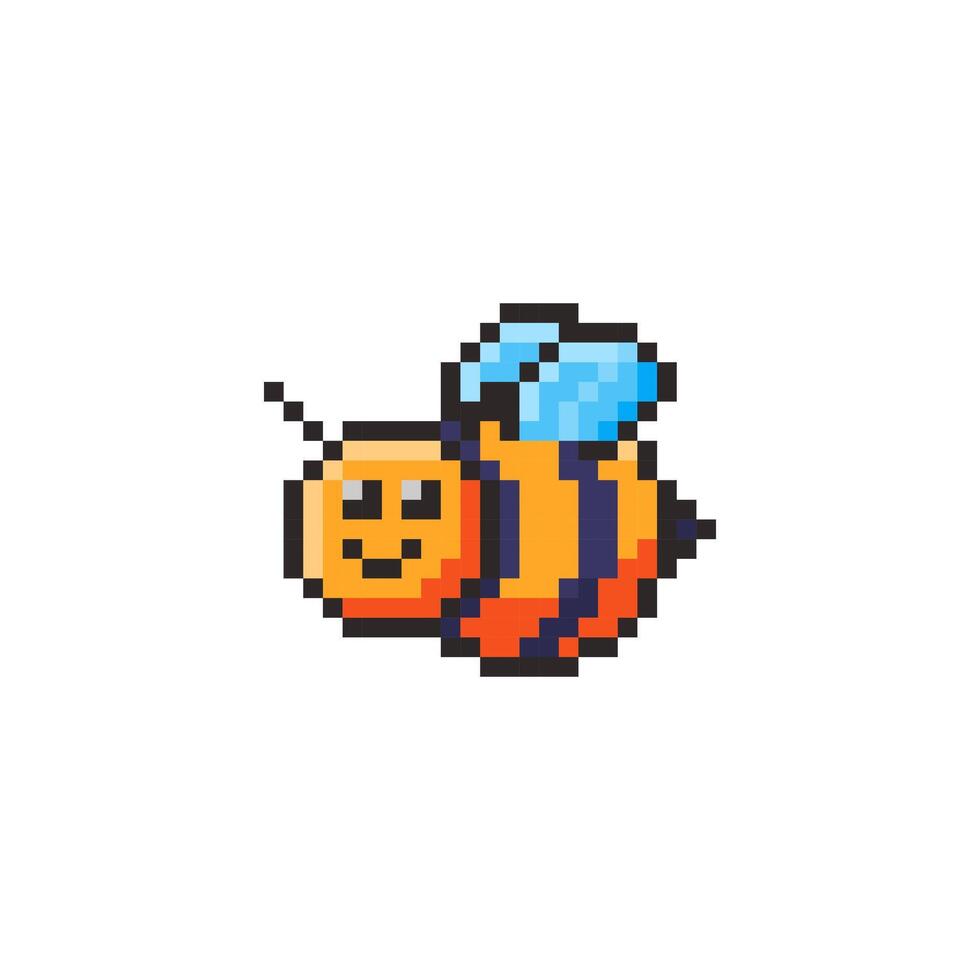 Pixel art bee game asset design vector