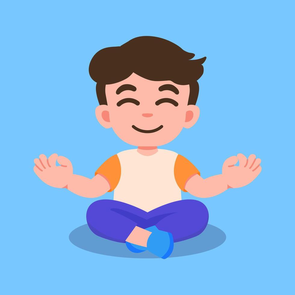 Cute Kid Meditating Character design vector
