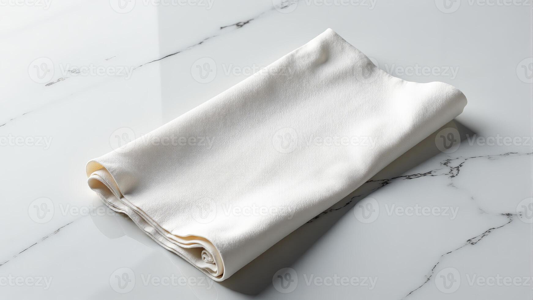 Folded White Cotton Fabric On Marble Surface photo