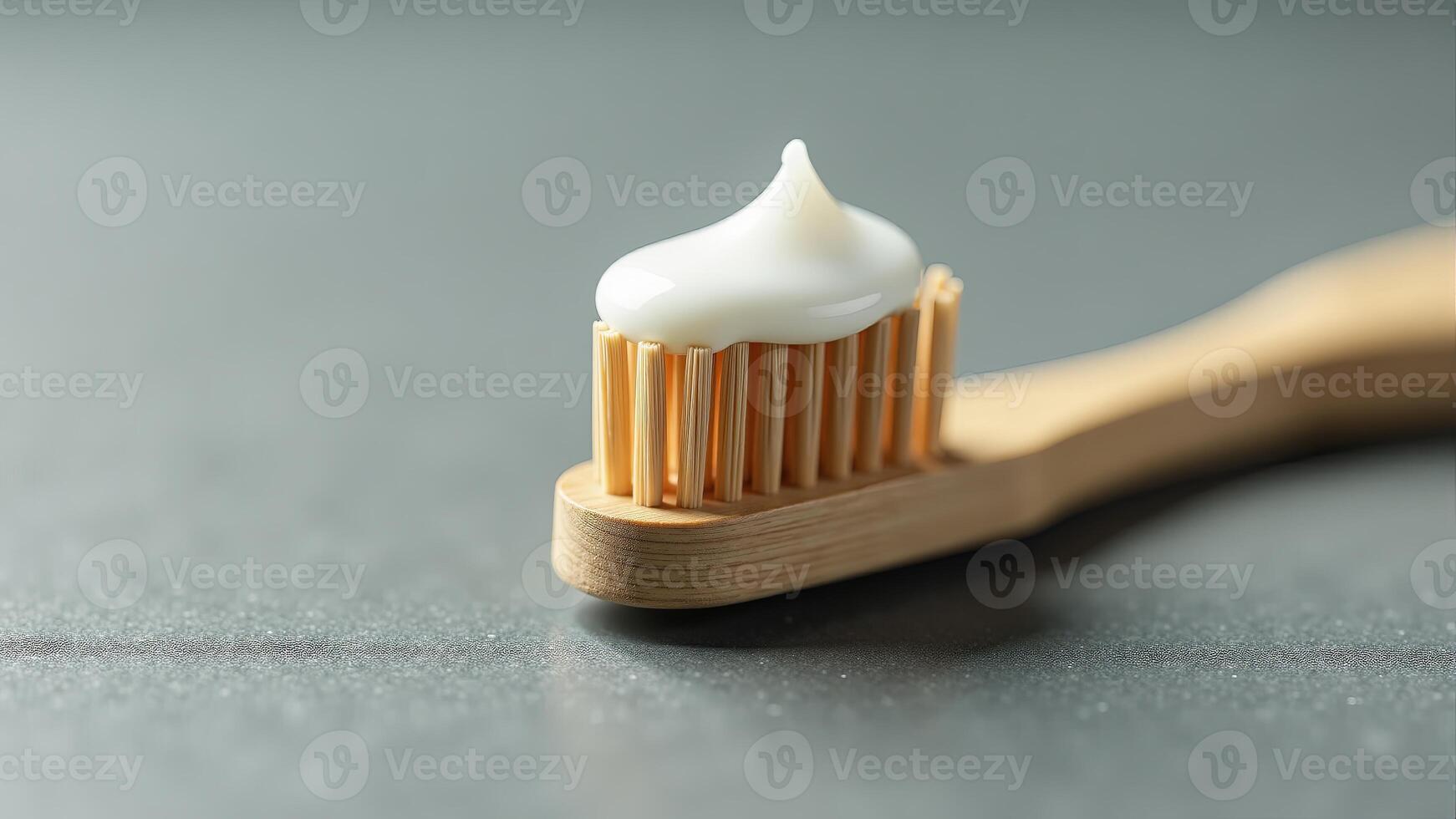 Toothpaste On Bamboo Toothbrush, Close-Up photo